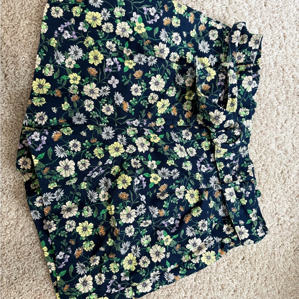 LOFT High Waist Floral Women's Shorts - Navy and Multicolor